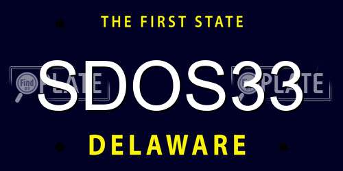 SDOS33 Delaware License Plate