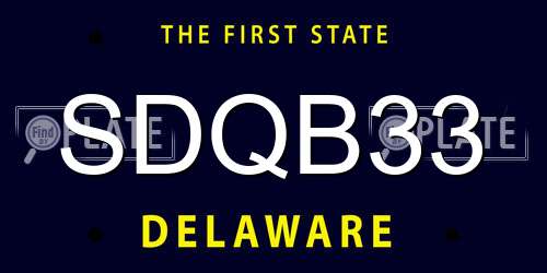 SDQB33 Delaware License Plate