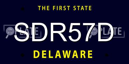 SDR57D Delaware License Plate