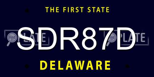 SDR87D Delaware License Plate
