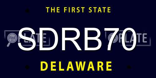 SDRB70 Delaware License Plate