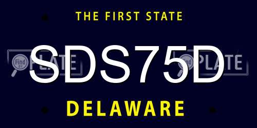 SDS75D Delaware License Plate