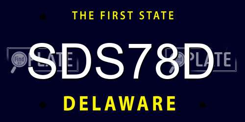 SDS78D Delaware License Plate
