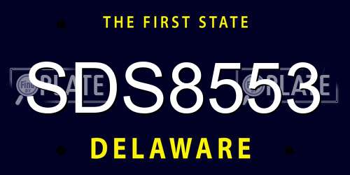 SDS8553 Delaware License Plate