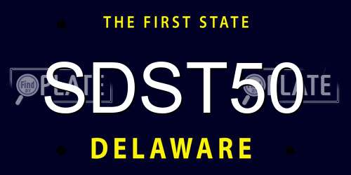 SDST50 Delaware License Plate