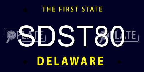 SDST80 Delaware License Plate