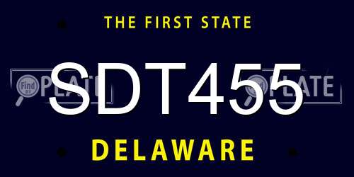 SDT455 Delaware License Plate