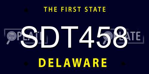 SDT458 Delaware License Plate