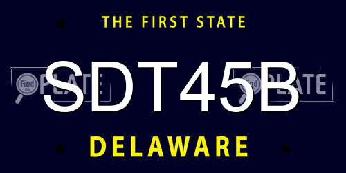 SDT45B Delaware License Plate