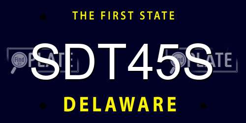 SDT45S Delaware License Plate
