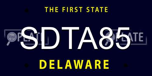 SDTA85 Delaware License Plate