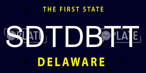 SDTDBTT Delaware License Plate