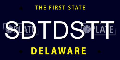 SDTDSTT Delaware License Plate