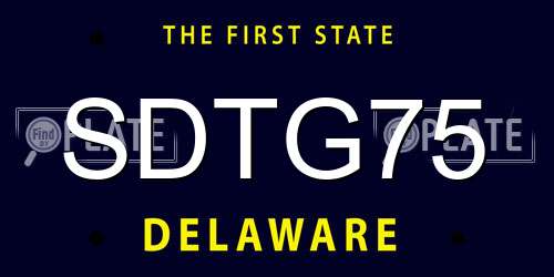 SDTG75 Delaware License Plate