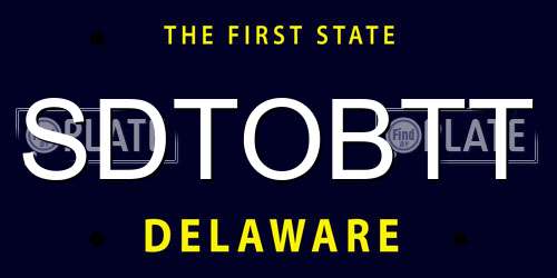 SDTOBTT Delaware License Plate