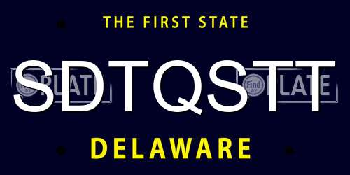 SDTQSTT Delaware License Plate