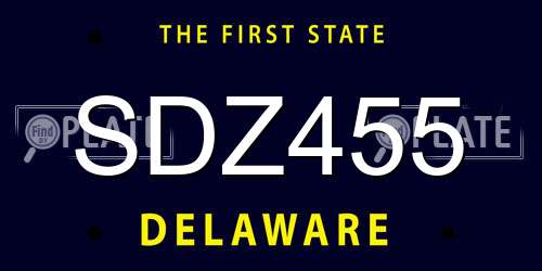 SDZ455 Delaware License Plate