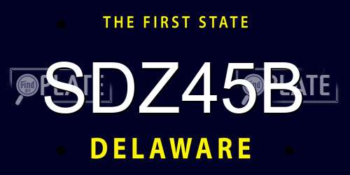 SDZ45B Delaware License Plate