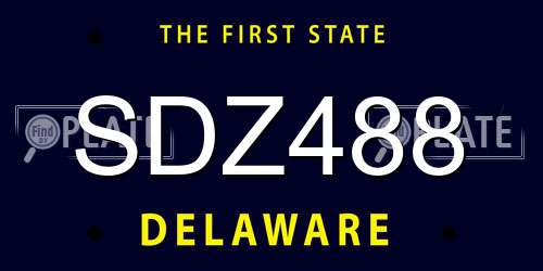 SDZ488 Delaware License Plate