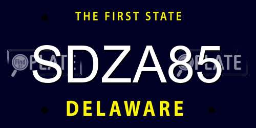 SDZA85 Delaware License Plate