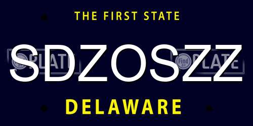 SDZOSZZ Delaware License Plate