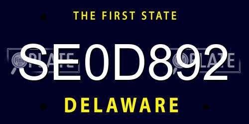 SE0D892 Delaware License Plate
