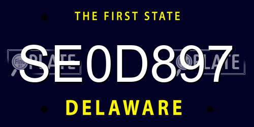 SE0D897 Delaware License Plate