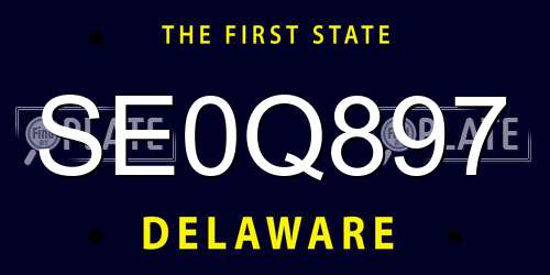 SE0Q897 Delaware License Plate