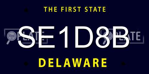 SE1D8B Delaware License Plate