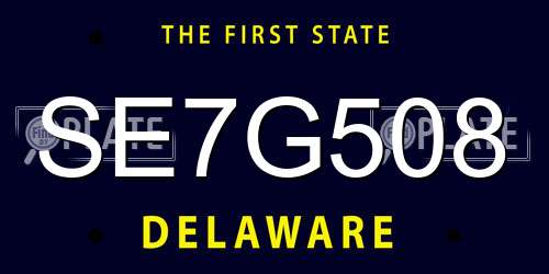 SE7G508 Delaware License Plate