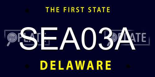 SEA03A Delaware License Plate