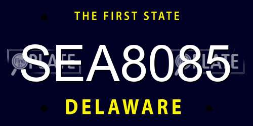 SEA8085 Delaware License Plate