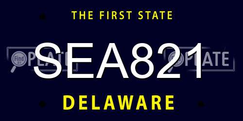 SEA821 Delaware License Plate
