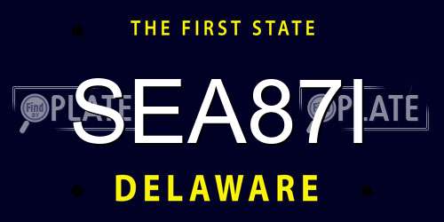 SEA87I Delaware License Plate