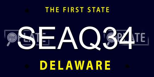 SEAQ34 Delaware License Plate