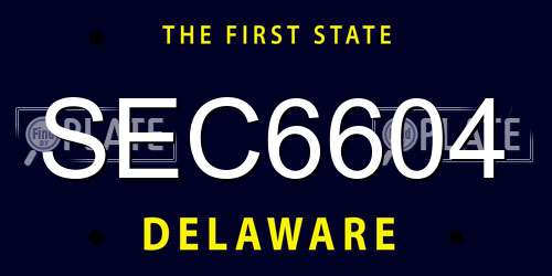 SEC6604 Delaware License Plate