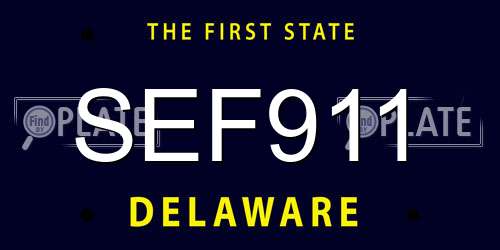 SEF911 Delaware License Plate