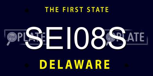 SEI08S Delaware License Plate