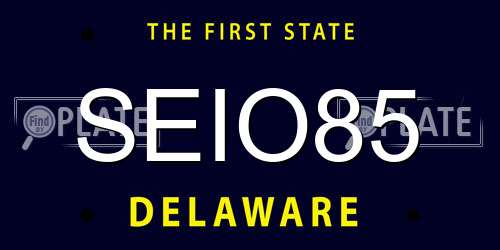 SEIO85 Delaware License Plate