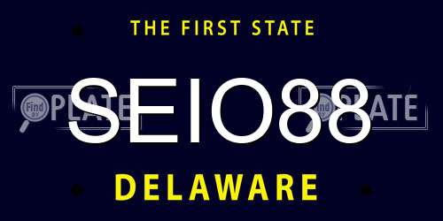 SEIO88 Delaware License Plate