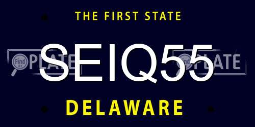 SEIQ55 Delaware License Plate