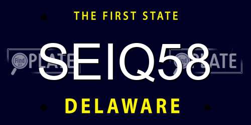 SEIQ58 Delaware License Plate