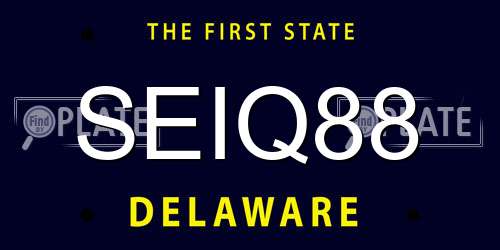 SEIQ88 Delaware License Plate