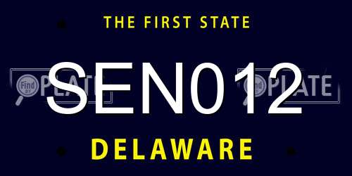 SEN012 Delaware License Plate