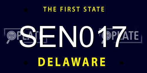 SEN017 Delaware License Plate