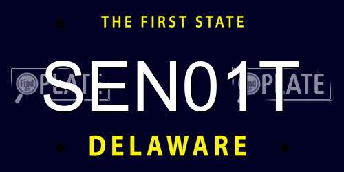 SEN01T Delaware License Plate