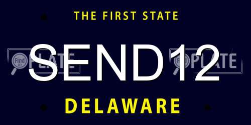 SEND12 Delaware License Plate