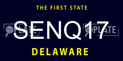 SENQ17 Delaware License Plate