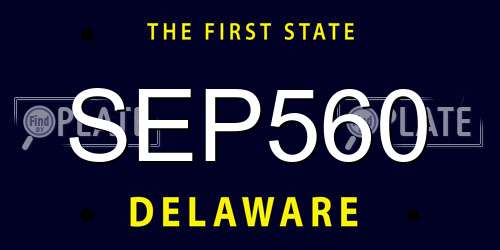 SEP560 Delaware License Plate