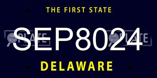 SEP8024 Delaware License Plate